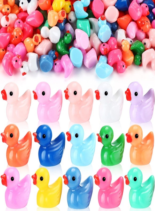 RoundFunny 600 Pcs Mini Resin Duck Tiny Duck Figurines Bulk for Garden Dollhouse Craft Ornament Handmade Charms Potted Plants Decoration, 15 Colors - Image 1